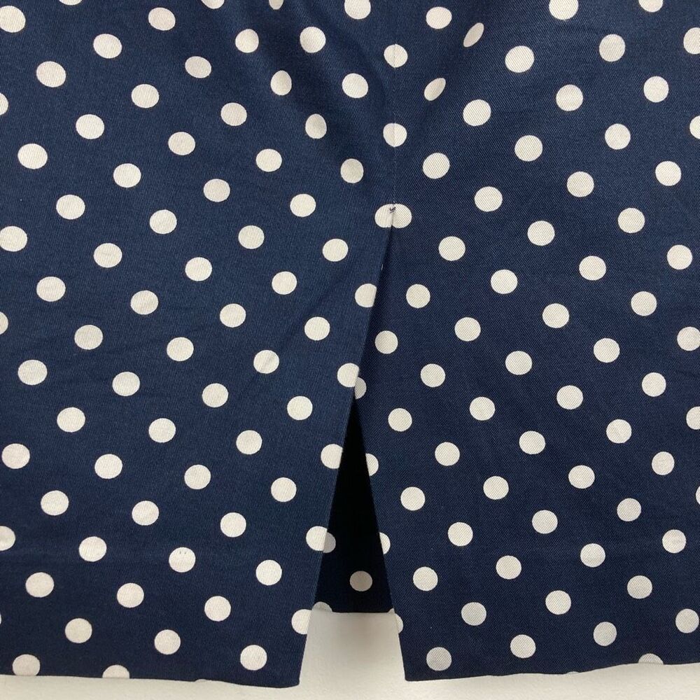 J. Crew No 2 Pencil Skirt Navy White Polka Dot Stretch Cotton sz 8 Preppy Office - Picture 6 of 11